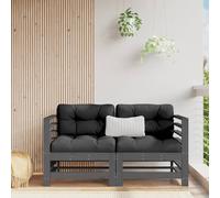 vidaXL Sofás esquineros con cojines 2 uds madera maciza de pino gris
