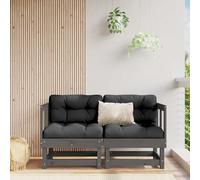 vidaXL Sofás esquineros con cojines 2 uds madera maciza de pino gris