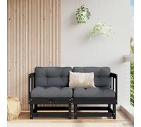vidaXL Sofás esquineros con cojines 2 uds madera maciza de pino negro