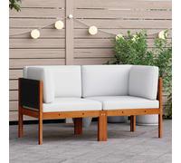 vidaXL Sofás esquineros de jardín, 2 unidades, con cojines, madera de acacia y cuerda