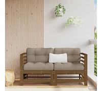 vidaXL Sofás esquineros y cojines 2 uds madera maciza pino marrón miel