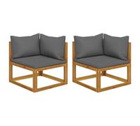 vidaXL Sofás modulares de esquina con cojines 2 uds madera de acacia