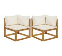 vidaXL Sofás modulares de esquina con cojines 2 uds madera de acacia