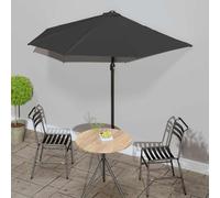 vidaXL Sombrilla balcón semicircular palo aluminio negro 270x144x222cm