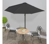 vidaXL Sombrilla balcón semicircular palo aluminio negro 300x155x223cm