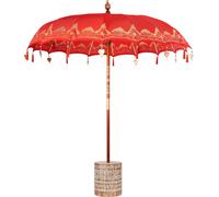 vidaXL Sombrilla balinesa con base, color rojo, 215 x 215 x 260 cm