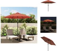 vidaXL Sombrilla con luces LED, mástil de acero, 300 cm, color terracota rojo - Sombrillas y protección solar