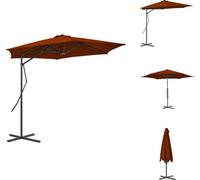 vidaXL Sombrilla con mástil de acero, color terracota, 300x230 cm - Sombrillas y protección solar