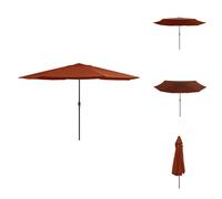 vidaXL Sombrilla con mástil de metal, 400 cm, color terracota rojo - Sombrillas y protección solar