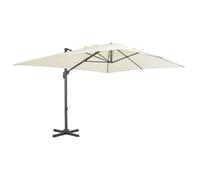 vidaXL Sombrilla con soporte portátil, color blanco arena
