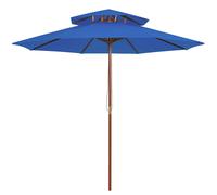 vidaXL Sombrilla de dos niveles palo de madera azul 270 cm
