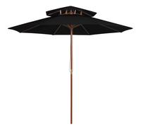 vidaXL Sombrilla de dos niveles palo de madera negra 270 cm
