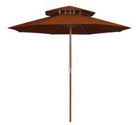 vidaXL Sombrilla de dos niveles palo de madera terracota 270 cm