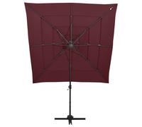 vidaXL Sombrilla de jardín 4 niveles palo de aluminio 250x250 cm en color Negro/Rojo burdeos/Verde y más