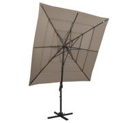 vidaXL Sombrilla de jardín 4 niveles palo de aluminio taupe 250x250 cm