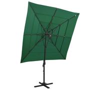 vidaXL Sombrilla de jardín 4 niveles palo de aluminio verde 250x250 cm