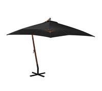 vidaXL Sombrilla de jardín colgante con palo madera abeto negro 3x3 m