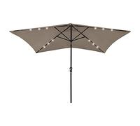 vidaXL Sombrilla de Jardín con LED y Palo de Acero, Parasol Protector, Refugio Solar, Paraguas para Playa Patio Exterior, Taupe 2x3 m