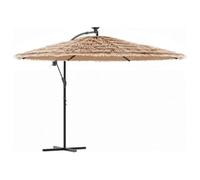 vidaXL Sombrilla de jardín con LEDs - poste de acero marrón - 269x269x235 cm