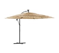 vidaXL Sombrilla de jardín con LEDs - poste de acero marrón - 269x269x235 cm