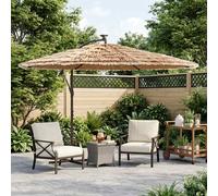 vidaXL Sombrilla de jardín con LEDs - poste de acero marrón - 269x269x235 cm