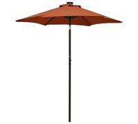 vidaXL Sombrilla de jardín con luces LED aluminio terracota 200x211 cm