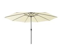 vidaXL Sombrilla de Jardín con Luces LED, Parasol Protector, Refugio Solar, Paraguas para Playa Patio Terraza Exterior, Arena 400 cm