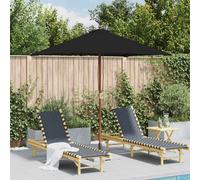 vidaXL Sombrilla de jardín con palo de madera negro 150x200 cm