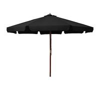 vidaXL Sombrilla de jardín con palo de madera negro 330 cm