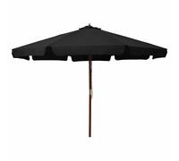 vidaXL Sombrilla de jardín con palo de madera negro 330 cm