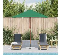 vidaXL Sombrilla de jardín con palo de madera – Parasol exterior Verde 150x200 cm
