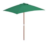 vidaXL Sombrilla de jardín con palo de madera – Parasol exterior Verde 150x200 cm
