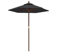 vidaXL Sombrilla de jardín con poste de madera negro 196x231 cm