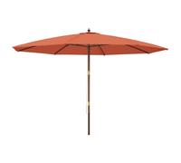 vidaXL Sombrilla de jardín con poste de madera terracota 400x273 cm