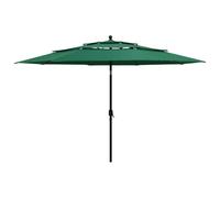 vidaXL Sombrilla de jardín 3 niveles, parasol con palo de aluminio, verde 3 m