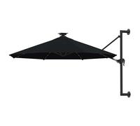 vidaXL Sombrilla de jardín de pared con luces LED negro 300 cm