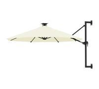 vidaXL Sombrilla de Jardín de Pared con Luces LED, Parasol Protector, Refugio Solar, Paraguas para Playa Patio Exterior, Arena 300 cm