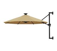 vidaXL Sombrilla de jardín de Pared con Luces LED Taupe 300 cm