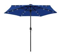 vidaXL Sombrilla de jardín luces LED palo de aluminio azul 270 cm
