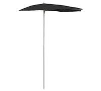 vidaXL Sombrilla de jardín semicircular Refugio solar con palo Parasol protector negra 180x90 cm