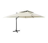 vidaXL Sombrilla de jardín voladiza con doble techo arena 400x300 cm
