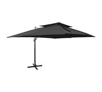 vidaXL Sombrilla de jardín voladiza con doble techo negra 400x300 cm