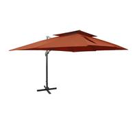 vidaXL Sombrilla de jardín voladiza con doble techo terracota 400x300 cm