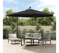 vidaXL Sombrilla de jardín voladiza con luces LED negro 350 cm