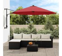 vidaXL Sombrilla de pared con LED rojo brillante 290 cm