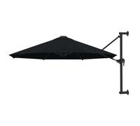 vidaXL Sombrilla de pared con palo de metal negro 300 cm