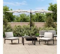 vidaXL Sombrilla doble de jardín blanco arena 316x145 cm
