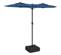vidaXL Sombrilla doble de jardín con luces LED azul 316x145 cm