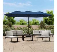 vidaXL Sombrilla doble de jardín con luces LED azul celeste 449x265 cm
