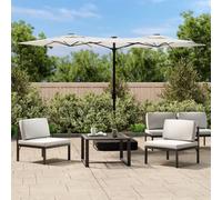 vidaXL Sombrilla doble de jardín con luces LED blanco arena 316x145 cm